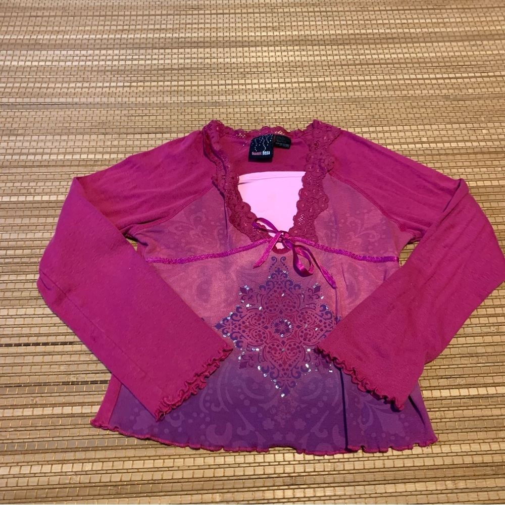 Sweet Soda long sleeve lace shirt size M 10/12